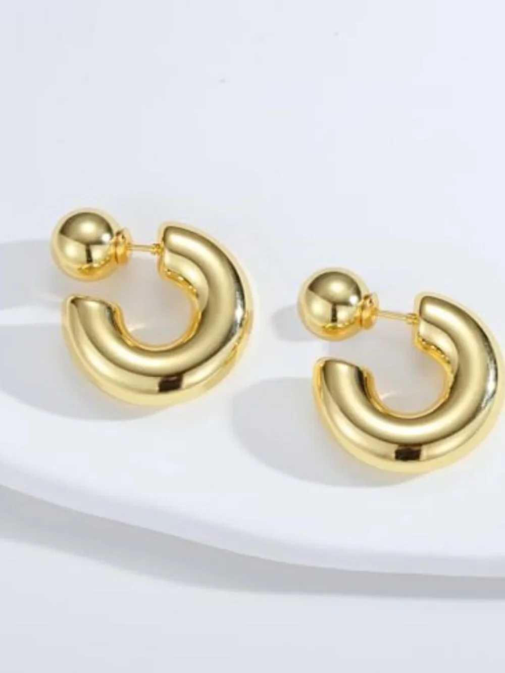 Chunky Gold Earrings for Women Trendy 14K Thick Gold Hoop Earrings